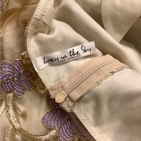 Lucy in the Sky Cream and Purple Floral Mini Dress - Picture 6 of 6